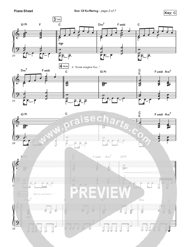 Son Of Suffering (Live) Piano Sheet (Matt Redman)