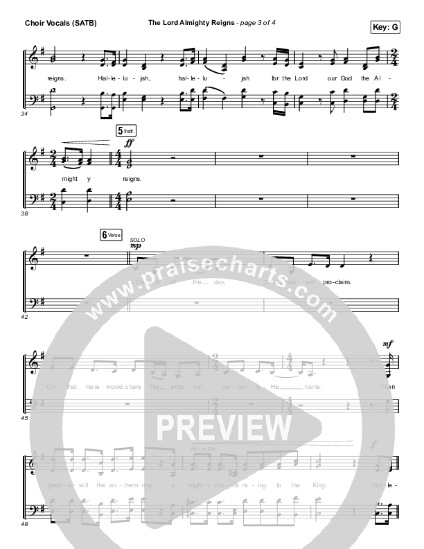 The Lord Almighty Reigns (Choral Anthem SATB) Choir Sheet (SATB) (Keith & Kristyn Getty / Arr. Luke Gambill)