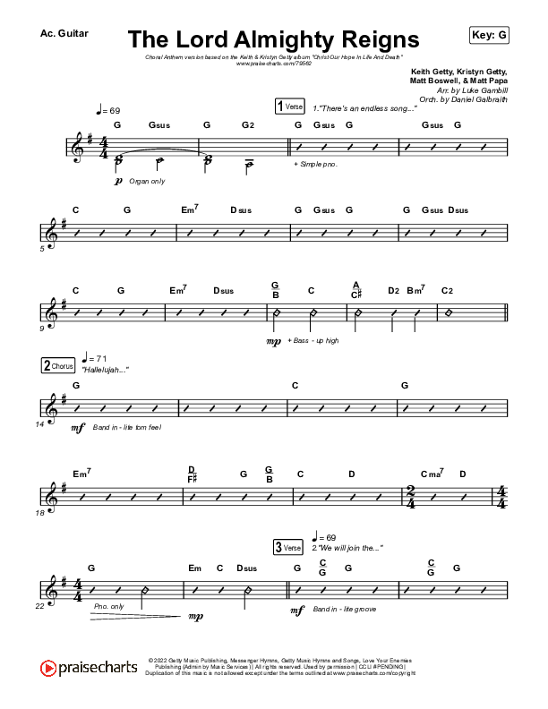 The Lord Almighty Reigns (Choral Anthem SATB) Acoustic Guitar (Keith & Kristyn Getty / Arr. Luke Gambill)