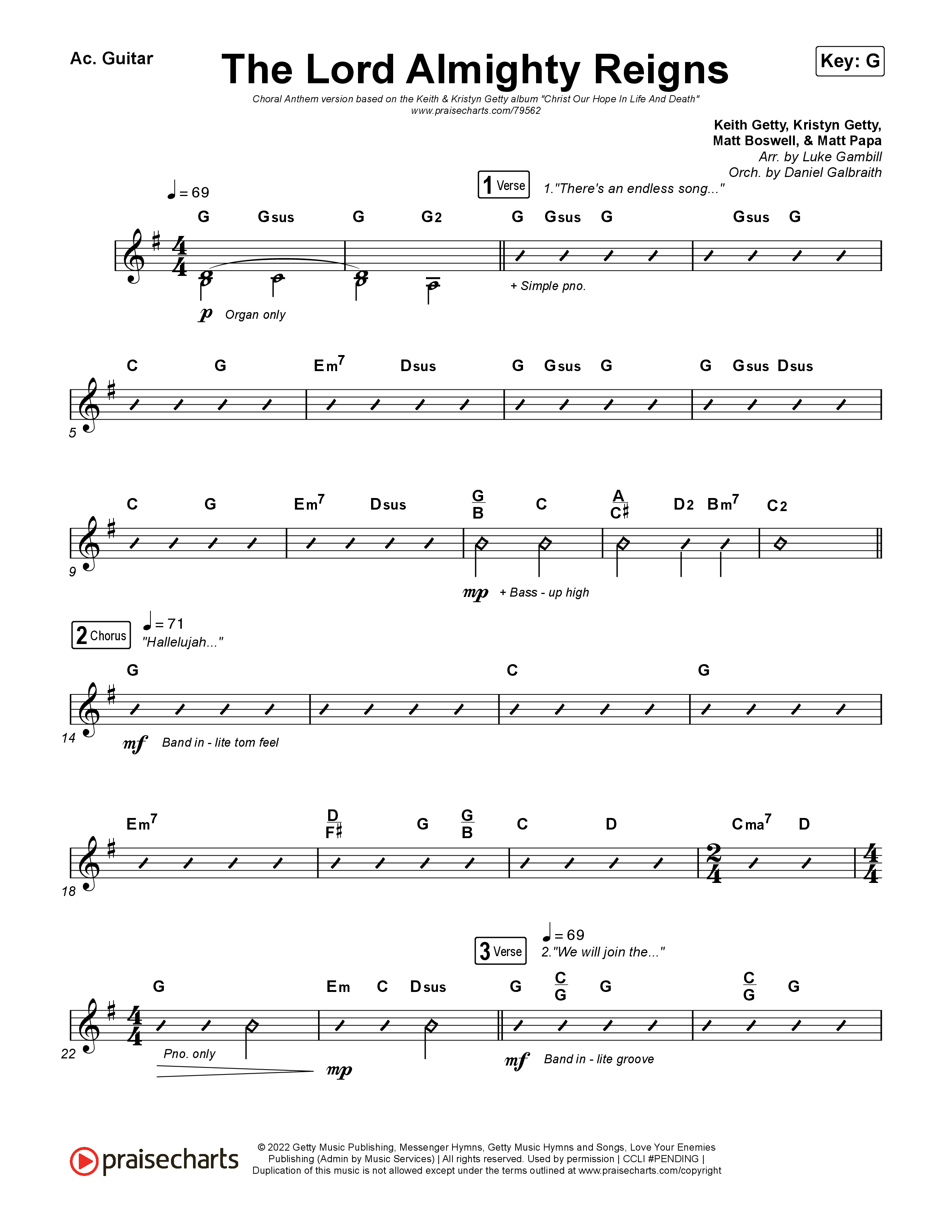 The Lord Almighty Reigns (Choral Anthem SATB) Acoustic Guitar (Keith & Kristyn Getty / Arr. Luke Gambill)