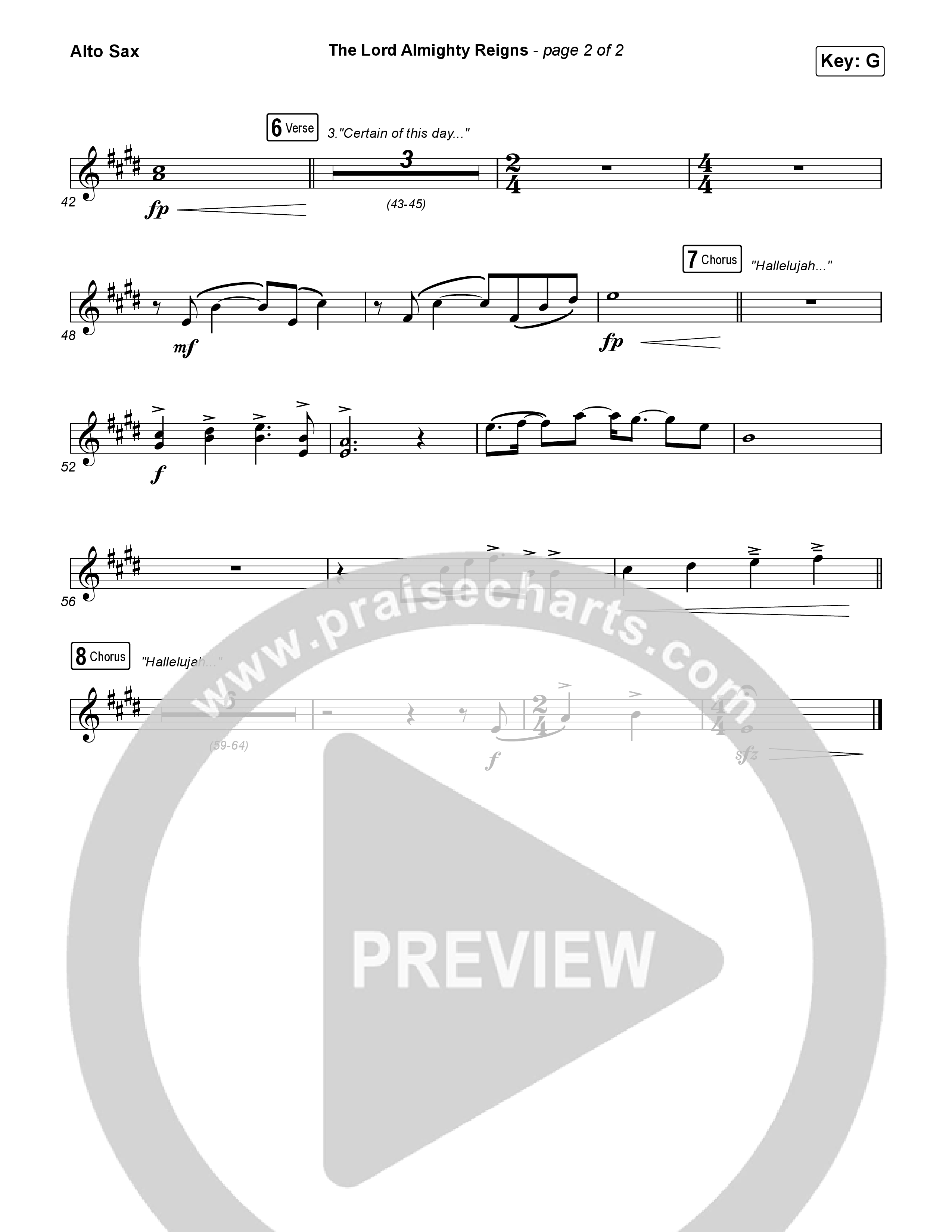 The Lord Almighty Reigns (Choral Anthem SATB) Alto Sax (Keith & Kristyn Getty / Arr. Luke Gambill)