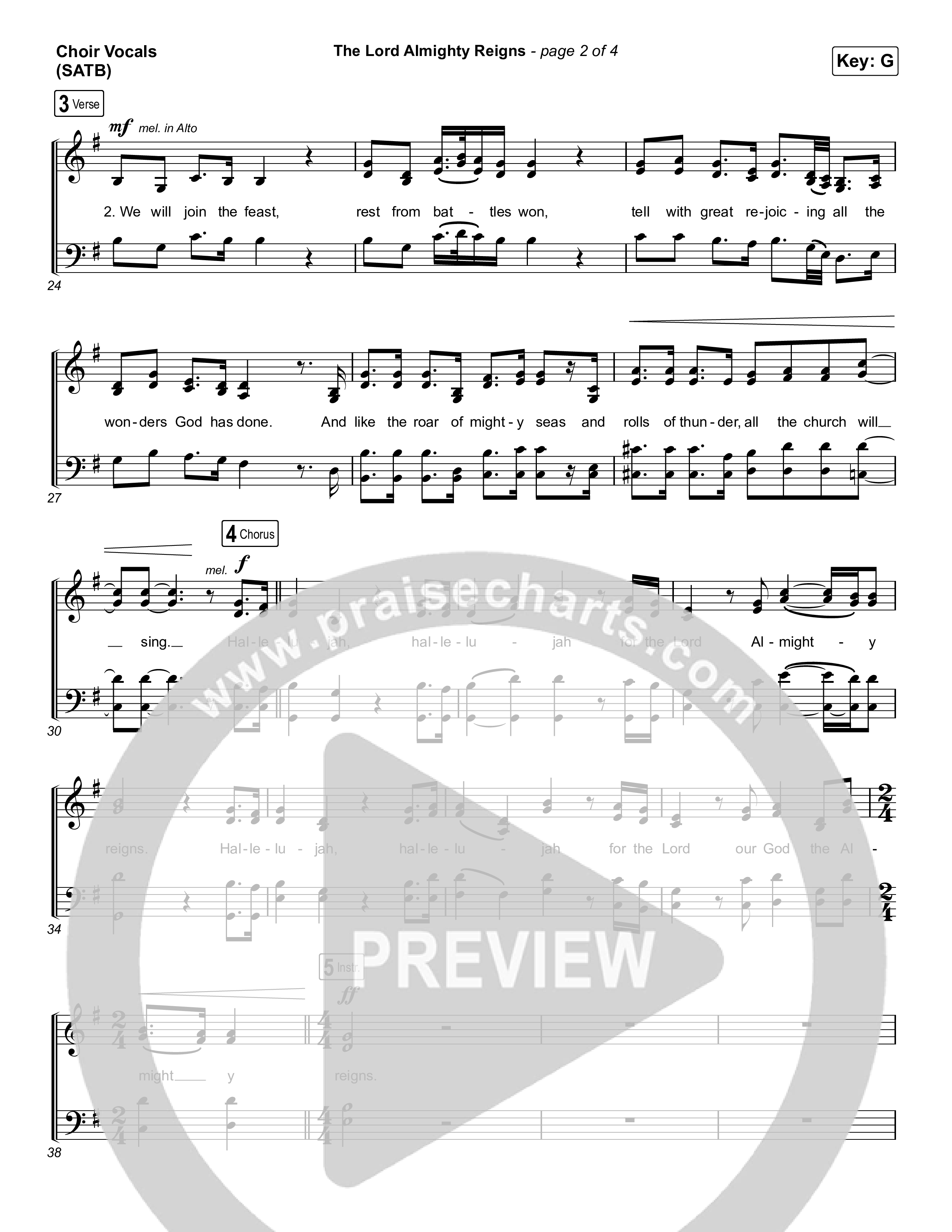 The Lord Almighty Reigns (Choral Anthem SATB) Choir Sheet (SATB) (Keith & Kristyn Getty / Arr. Luke Gambill)