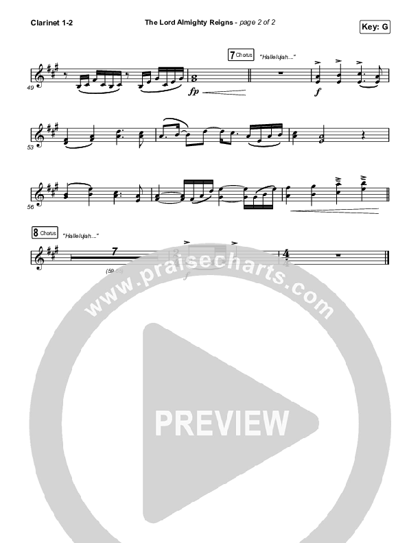 The Lord Almighty Reigns (Choral Anthem SATB) Clarinet 1,2 (Keith & Kristyn Getty / Arr. Luke Gambill)