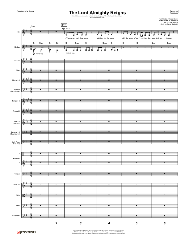 The Lord Almighty Reigns (Choral Anthem SATB) Conductor's Score (Keith & Kristyn Getty / Arr. Luke Gambill)