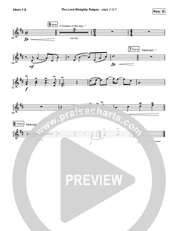 The Lord Almighty Reigns (Choral Anthem SATB) French Horn 1,2 (Keith & Kristyn Getty / Arr. Luke Gambill)