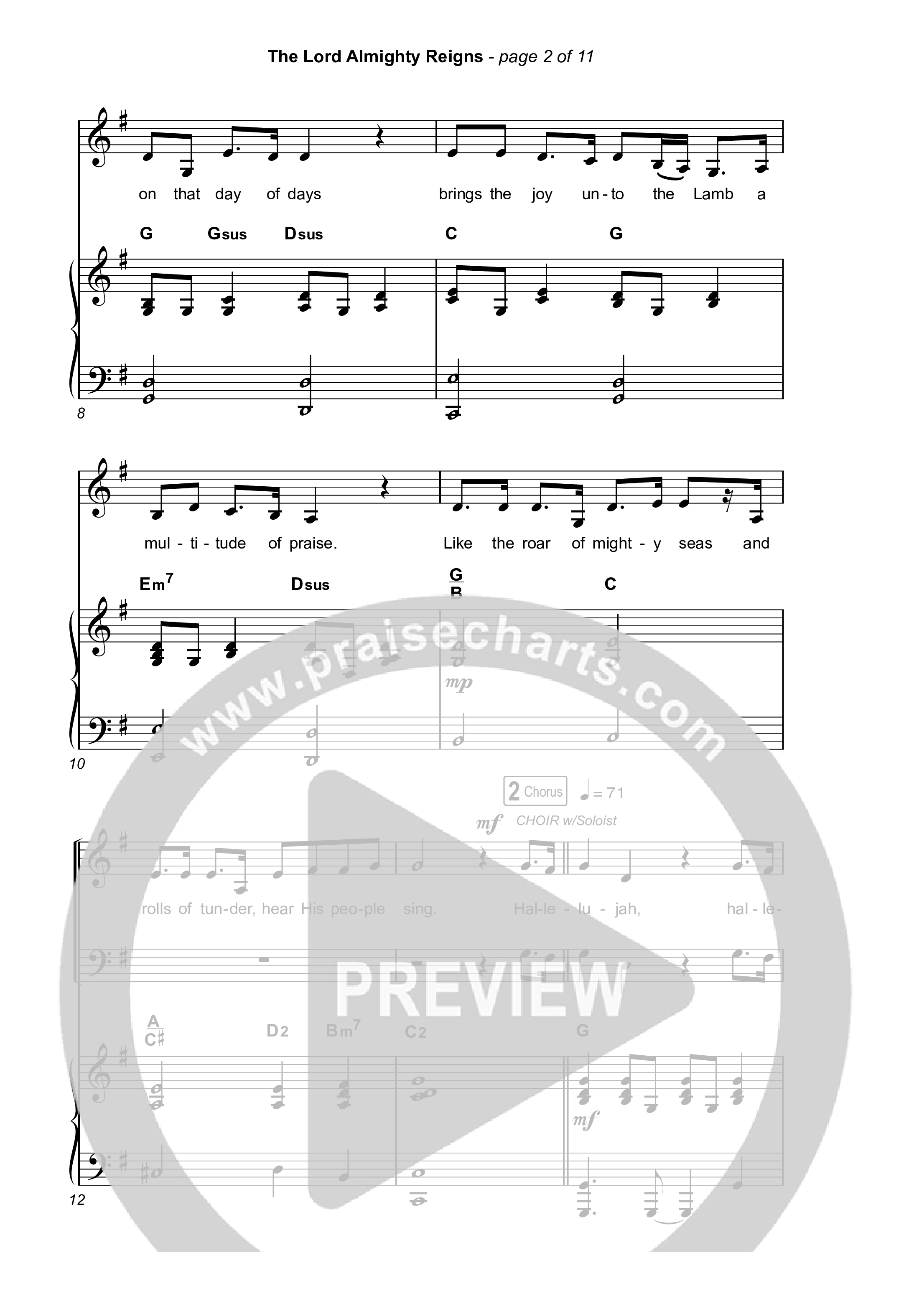 The Lord Almighty Reigns (Choral Anthem SATB) Octavo (SATB & Pno) (Keith & Kristyn Getty / Arr. Luke Gambill)