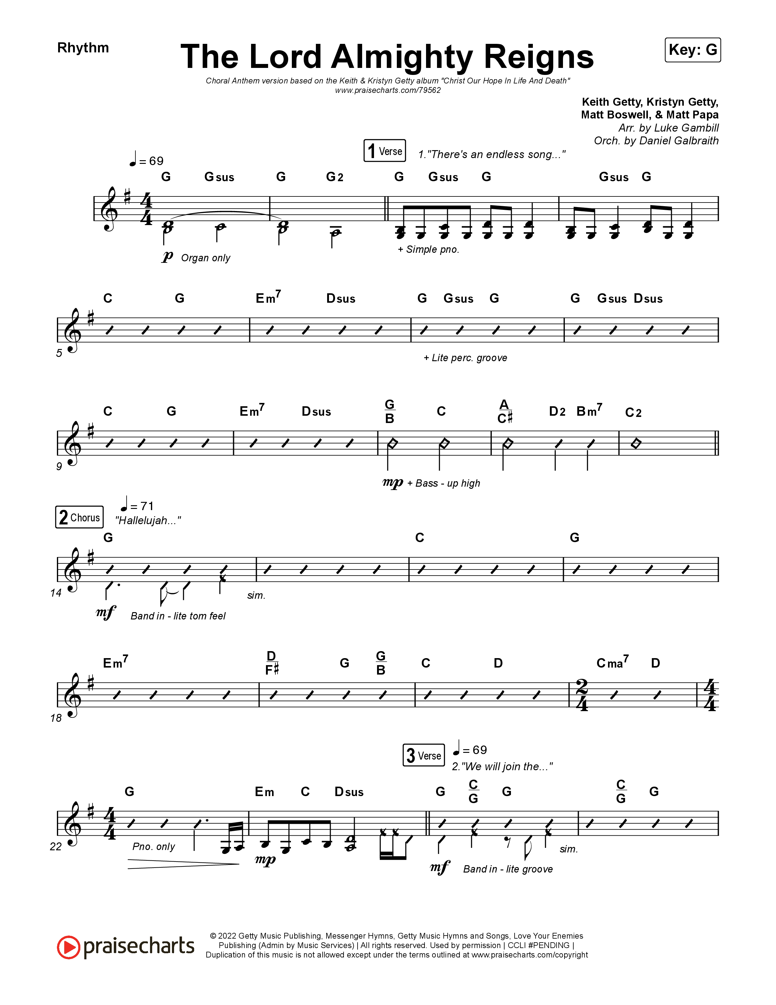 The Lord Almighty Reigns (Choral Anthem SATB) Rhythm Pack (Keith & Kristyn Getty / Arr. Luke Gambill)