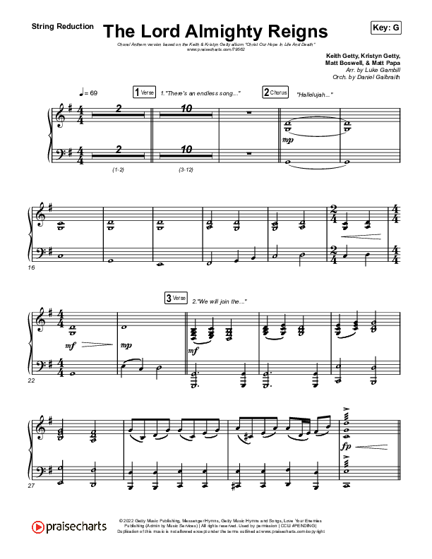 The Lord Almighty Reigns (Choral Anthem SATB) String Reduction (Keith & Kristyn Getty / Arr. Luke Gambill)