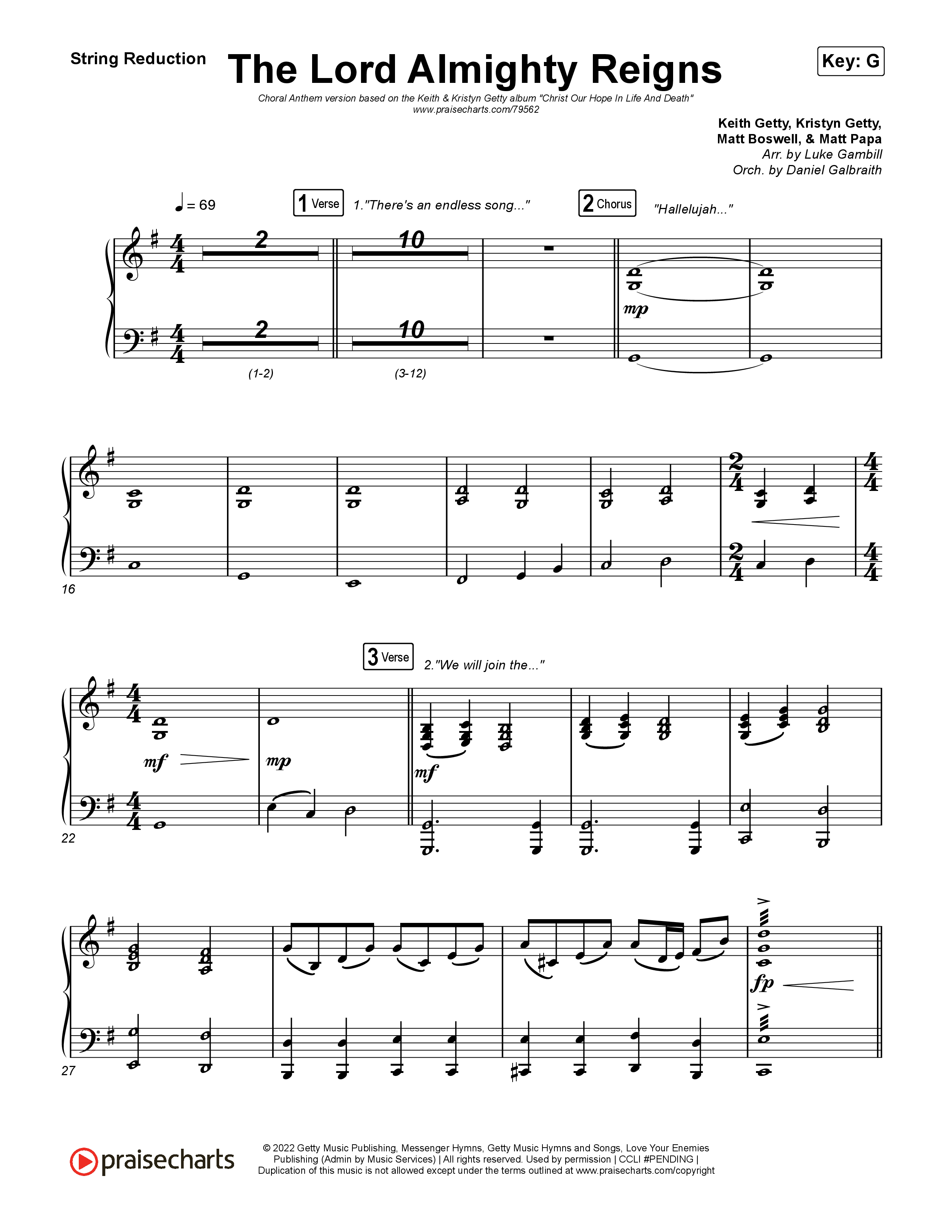 The Lord Almighty Reigns (Choral Anthem SATB) String Reduction (Keith & Kristyn Getty / Arr. Luke Gambill)