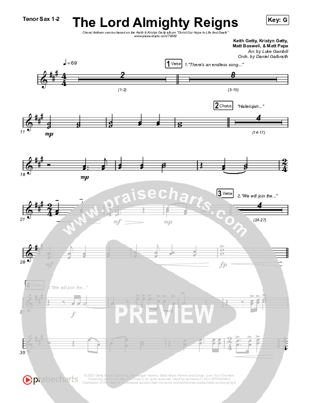 The Lord Almighty Reigns (Choral Anthem SATB) Sax Pack (Keith & Kristyn Getty / Arr. Luke Gambill)