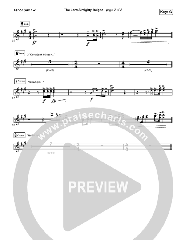 The Lord Almighty Reigns (Choral Anthem SATB) Tenor Sax 1,2 (Keith & Kristyn Getty / Arr. Luke Gambill)