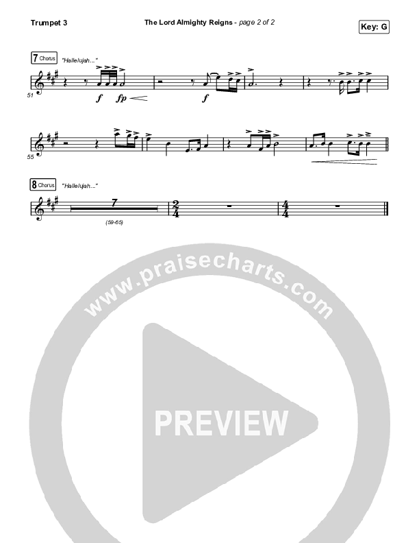 The Lord Almighty Reigns (Choral Anthem SATB) Trumpet 3 (Keith & Kristyn Getty / Arr. Luke Gambill)