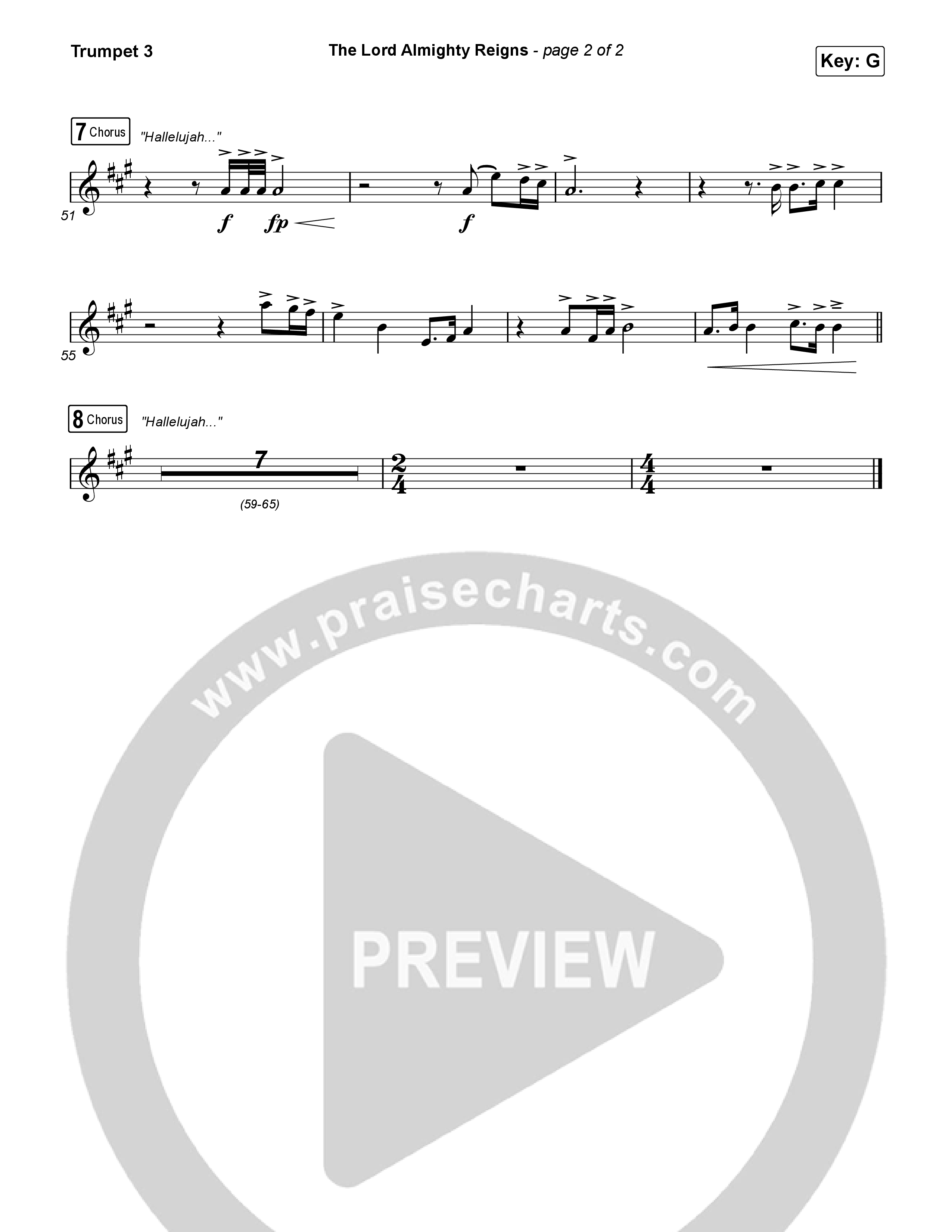 The Lord Almighty Reigns (Choral Anthem SATB) Trumpet 3 (Keith & Kristyn Getty / Arr. Luke Gambill)