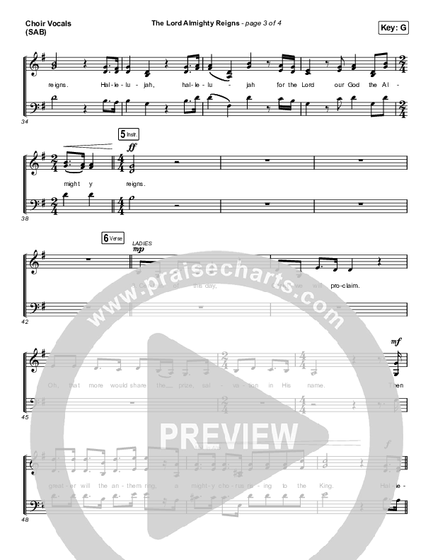 The Lord Almighty Reigns (Worship Choir SAB) Choir Sheet (SAB) (Keith & Kristyn Getty / Arr. Luke Gambill)