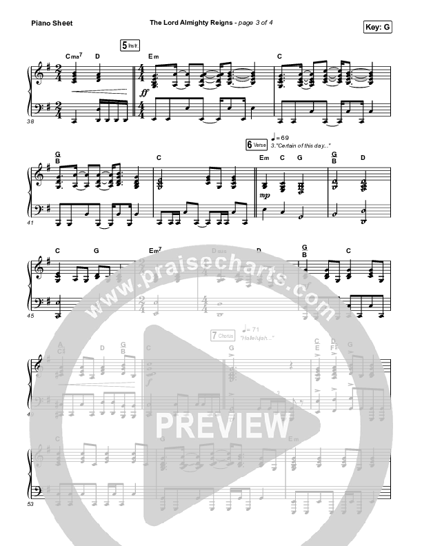 The Lord Almighty Reigns (Worship Choir SAB) Piano Sheet (Keith & Kristyn Getty / Arr. Luke Gambill)