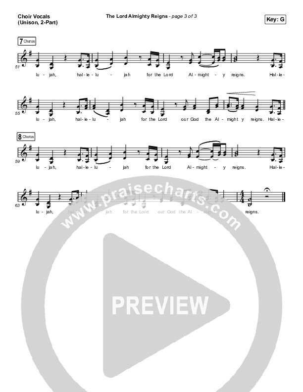 The Lord Almighty Reigns (Unison/2-Part Choir) Choir Vocals (Uni/2-Part) (Keith & Kristyn Getty / Arr. Luke Gambill)