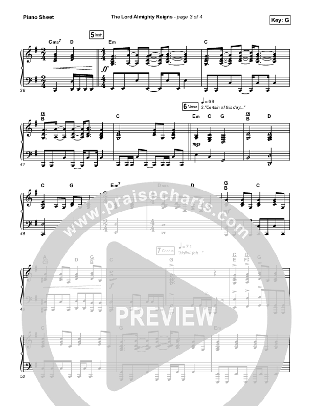 The Lord Almighty Reigns (Unison/2-Part Choir) Piano Sheet (Keith & Kristyn Getty / Arr. Luke Gambill)