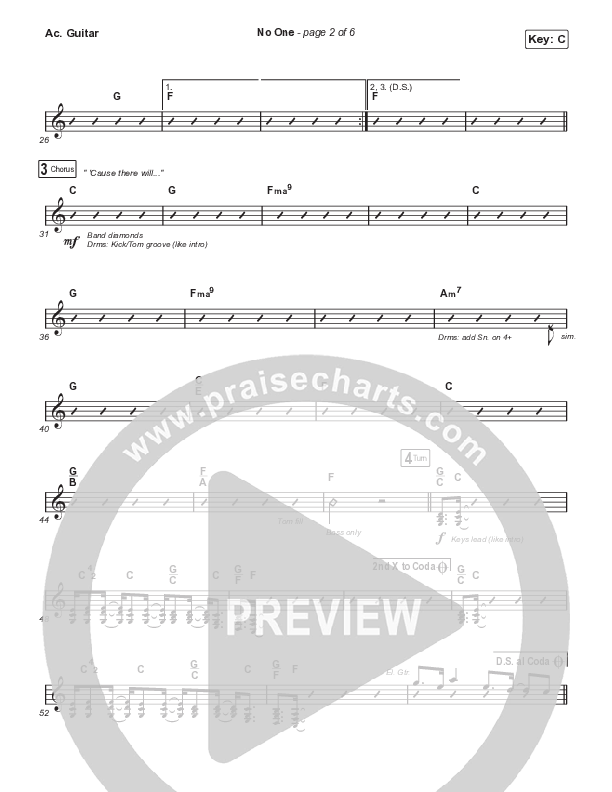 No One (Choral Anthem SATB) Acoustic Guitar (Elevation Worship / Chandler Moore / Arr. Luke Gambill)