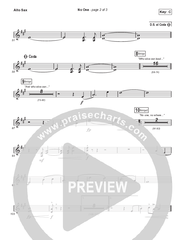 No One (Choral Anthem SATB) Sax Pack (Elevation Worship / Chandler Moore / Arr. Luke Gambill)