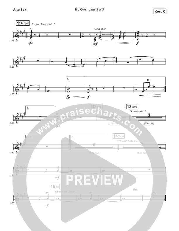 No One (Choral Anthem SATB) Sax Pack (Elevation Worship / Chandler Moore / Arr. Luke Gambill)