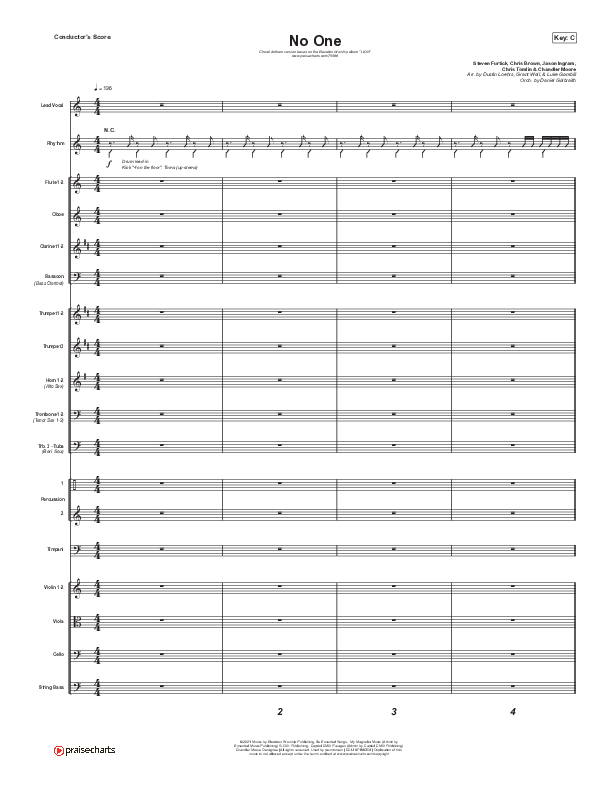No One (Choral Anthem SATB) Conductor's Score (Elevation Worship / Chandler Moore / Arr. Luke Gambill)