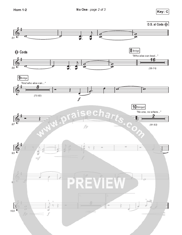 No One (Choral Anthem SATB) Brass Pack (Elevation Worship / Chandler Moore / Arr. Luke Gambill)