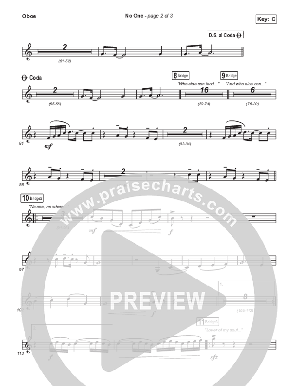 No One (Choral Anthem SATB) Oboe (Elevation Worship / Chandler Moore / Arr. Luke Gambill)