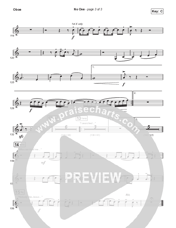 No One (Choral Anthem SATB) Oboe (Elevation Worship / Chandler Moore / Arr. Luke Gambill)