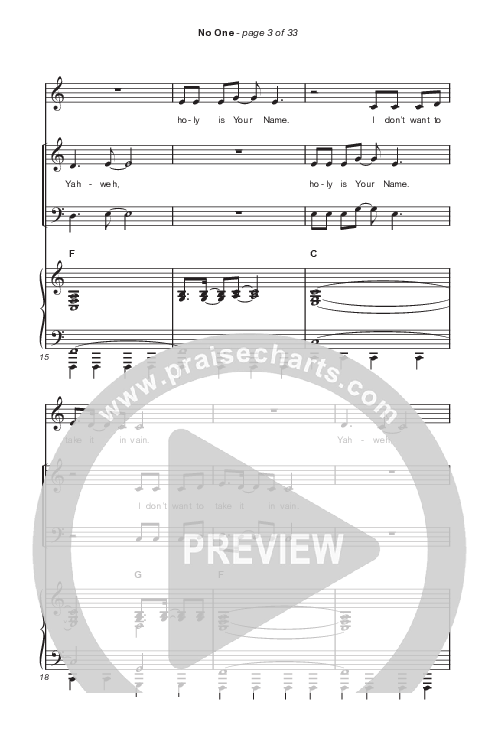 No One (Choral Anthem SATB) Octavo (SATB & Pno) (Elevation Worship / Chandler Moore / Arr. Luke Gambill)