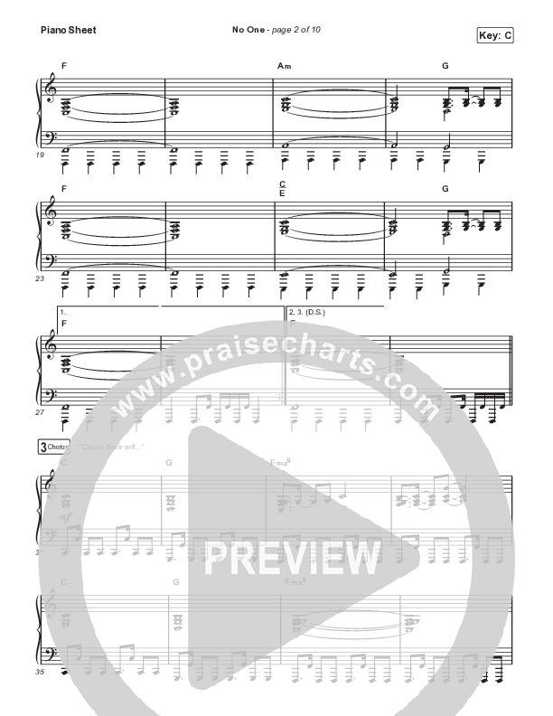 No One (Choral Anthem SATB) Piano Sheet (Elevation Worship / Chandler Moore / Arr. Luke Gambill)