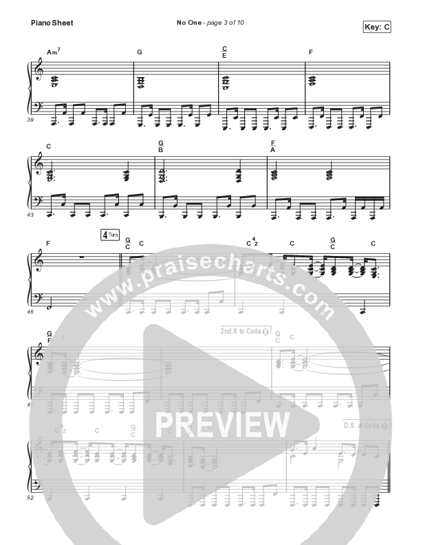 No One (Choral Anthem SATB) Piano Sheet (Elevation Worship / Chandler Moore / Arr. Luke Gambill)