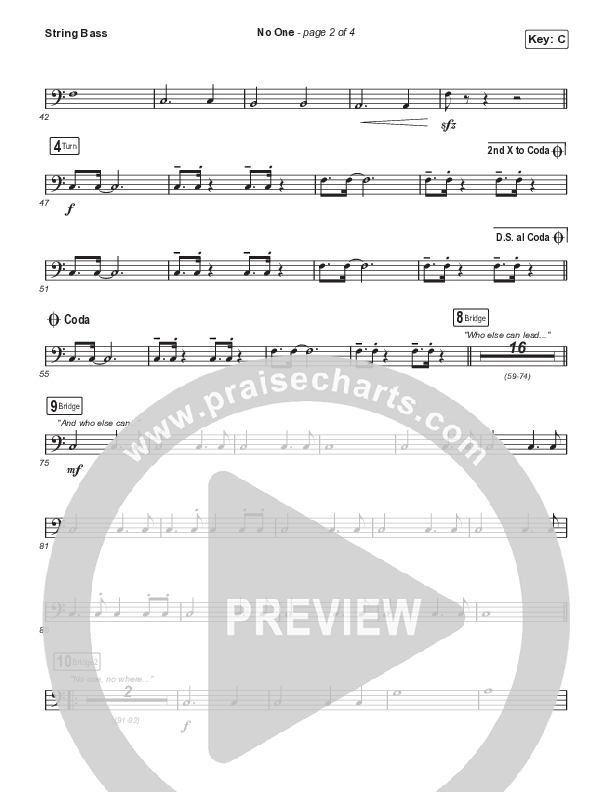 No One (Choral Anthem SATB) String Bass (Elevation Worship / Chandler Moore / Arr. Luke Gambill)