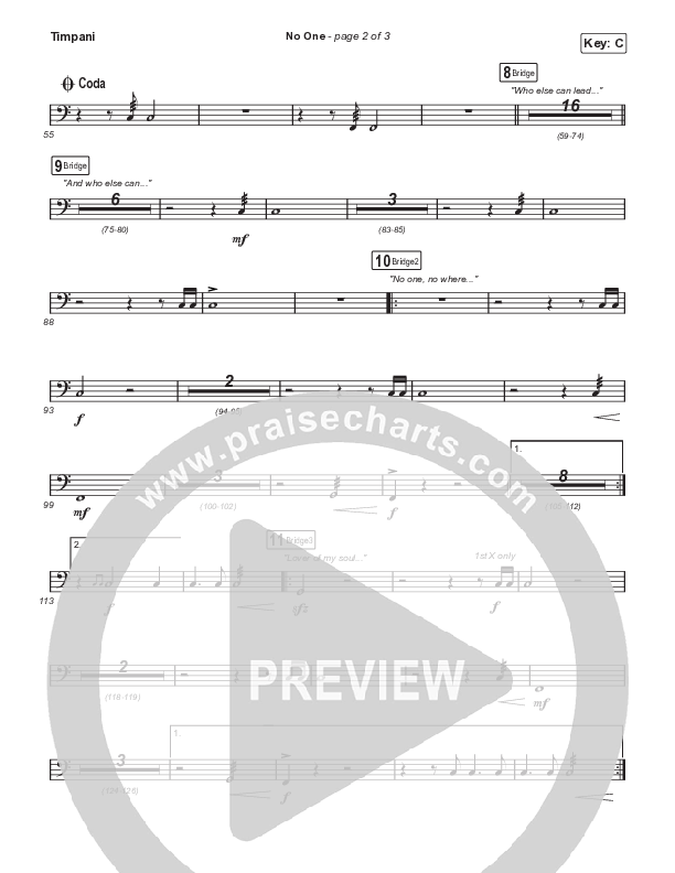 No One (Choral Anthem SATB) Timpani (Elevation Worship / Chandler Moore / Arr. Luke Gambill)