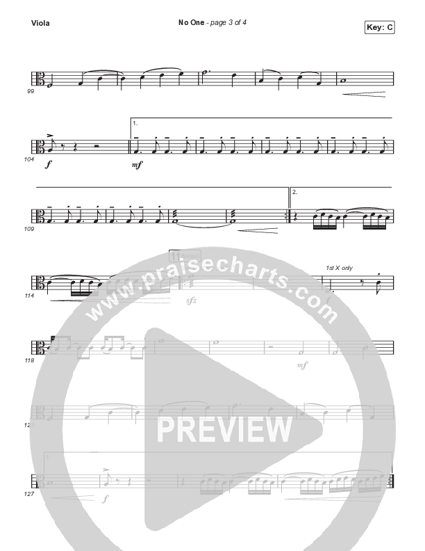 No One (Choral Anthem SATB) Viola (Elevation Worship / Chandler Moore / Arr. Luke Gambill)