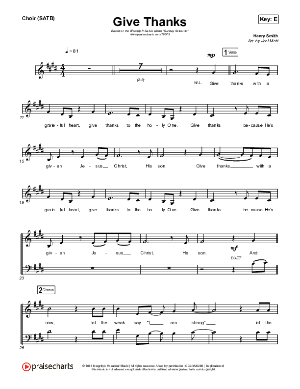 Give Thanks Choir Sheet (SATB) (Shane & Shane / The Worship Initiative / Grace Tanner)