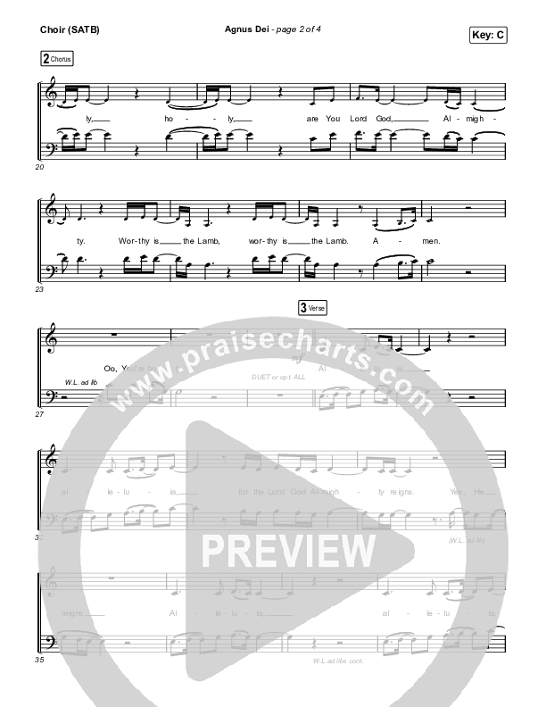 Agnus Dei Choir Sheet (SATB) (Shane & Shane / The Worship Initiative / Aaron Williams)