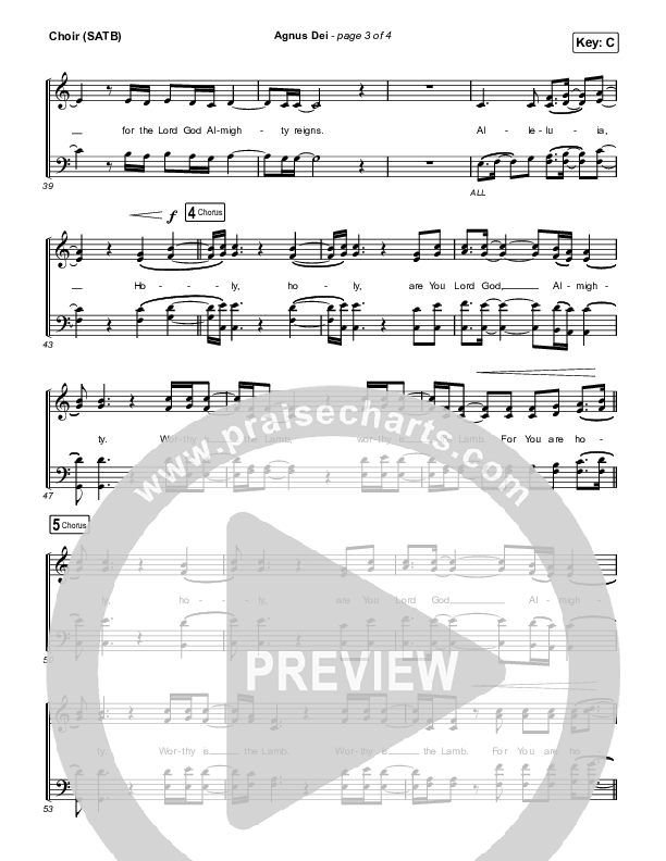 Agnus Dei Choir Sheet (SATB) (Shane & Shane / The Worship Initiative / Aaron Williams)