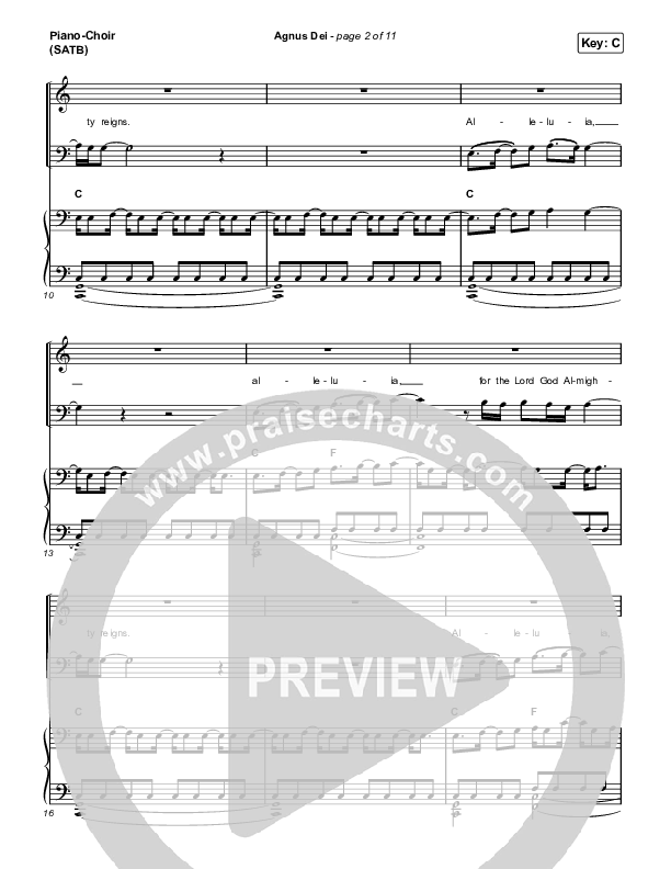 Agnus Dei Piano/Vocal (SATB) (Shane & Shane / The Worship Initiative / Aaron Williams)