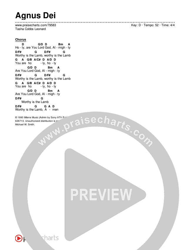 Agnus Dei Chords & Lyrics (Tasha Cobbs Leonard)