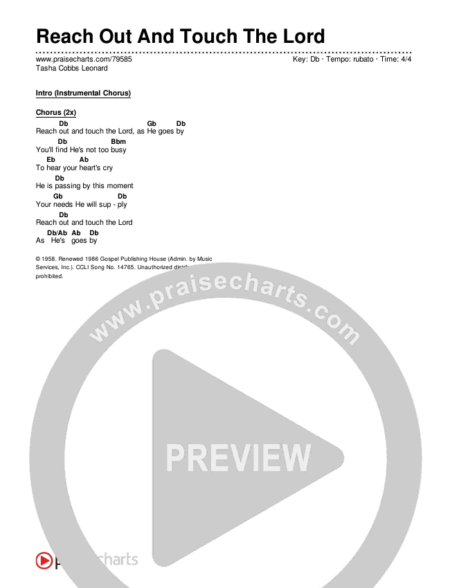 Reach Out And Touch The Lord Chords & Lyrics (Tasha Cobbs Leonard)