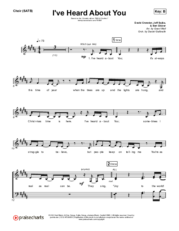 I've Heard About You Vocal Sheet (SATB) (Crowder)