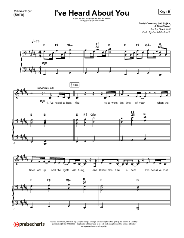 I've Heard About You Piano/Vocal (SATB) (Crowder)