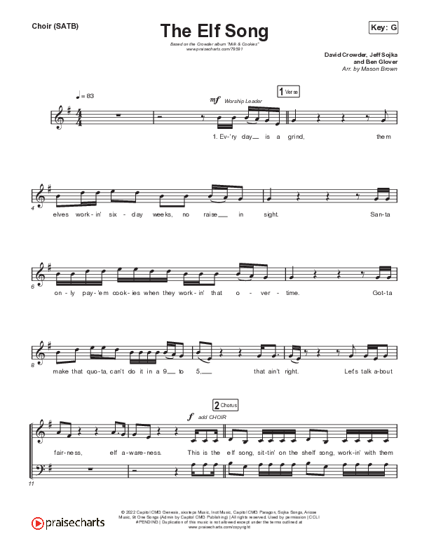 The Elf Song Choir Sheet (SATB) (Crowder)
