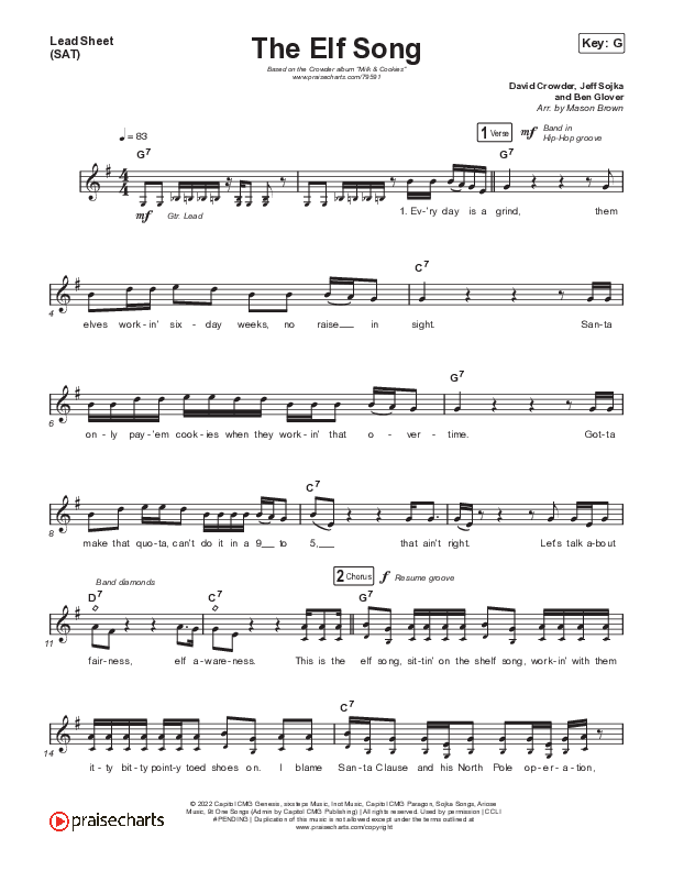 The Elf Song Lead Sheet (SAT) (Crowder)