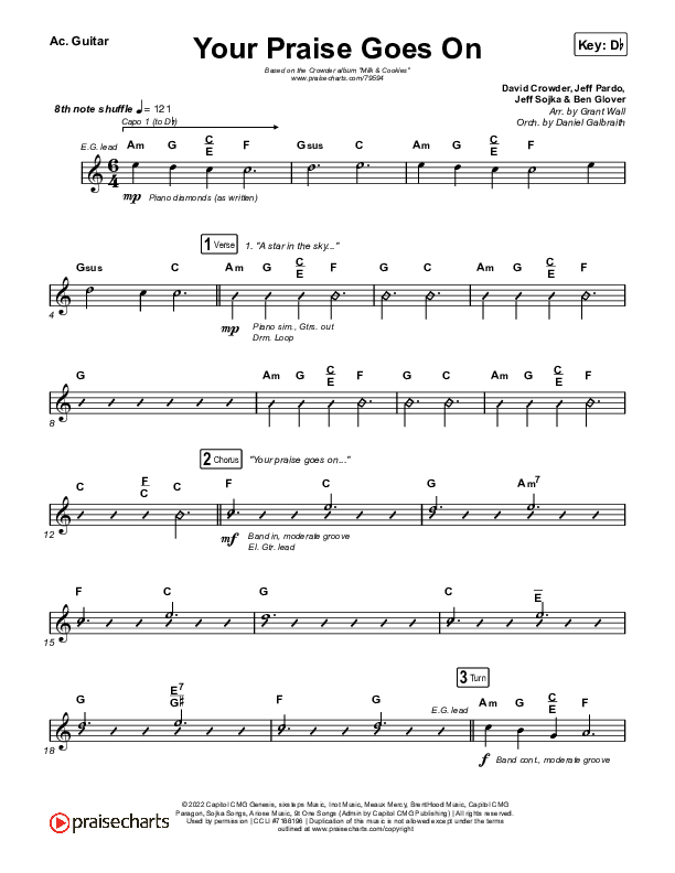 Your Praise Goes On Acoustic Guitar (Crowder)