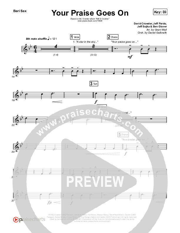 Your Praise Goes On Bari Sax (Crowder)