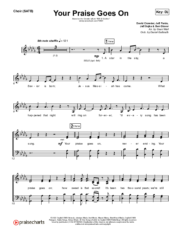 Your Praise Goes On Choir Sheet (SATB) (Crowder)
