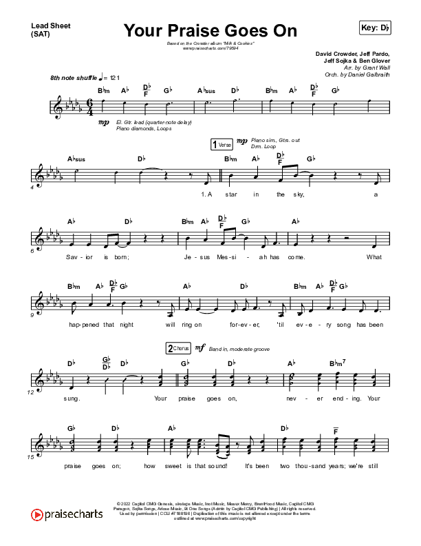Your Praise Goes On Lead Sheet (SAT) (Crowder)