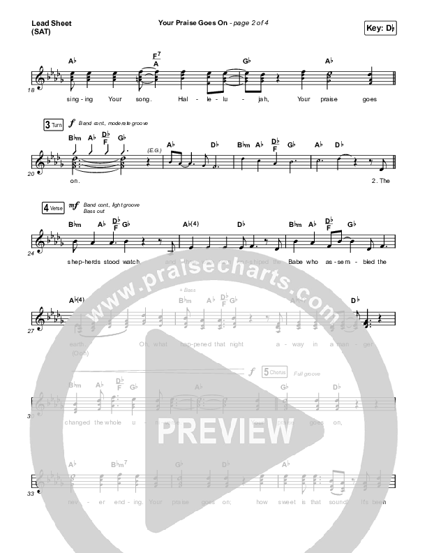 Your Praise Goes On Lead Sheet (SAT) (Crowder)