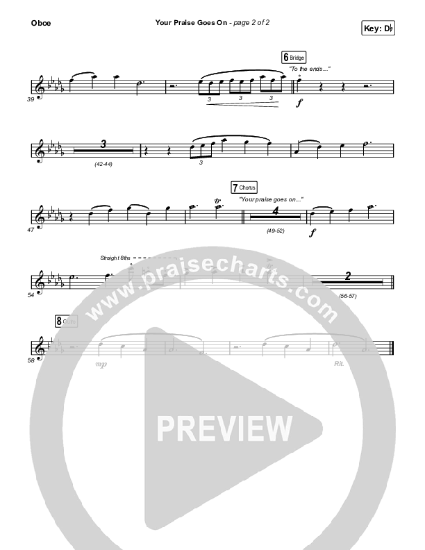 Your Praise Goes On Oboe (Crowder)